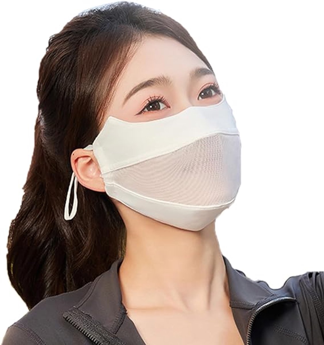 UV-beschermingsmasker UPF 50+ Dames zomer ademend masker Buiten fietsen en wandelen Wit