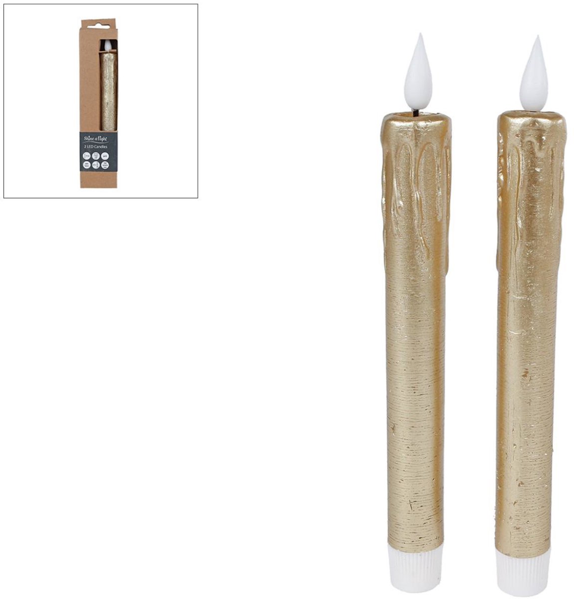 LED Kaarsen + Afstandsbediening 2 Stuks Goud