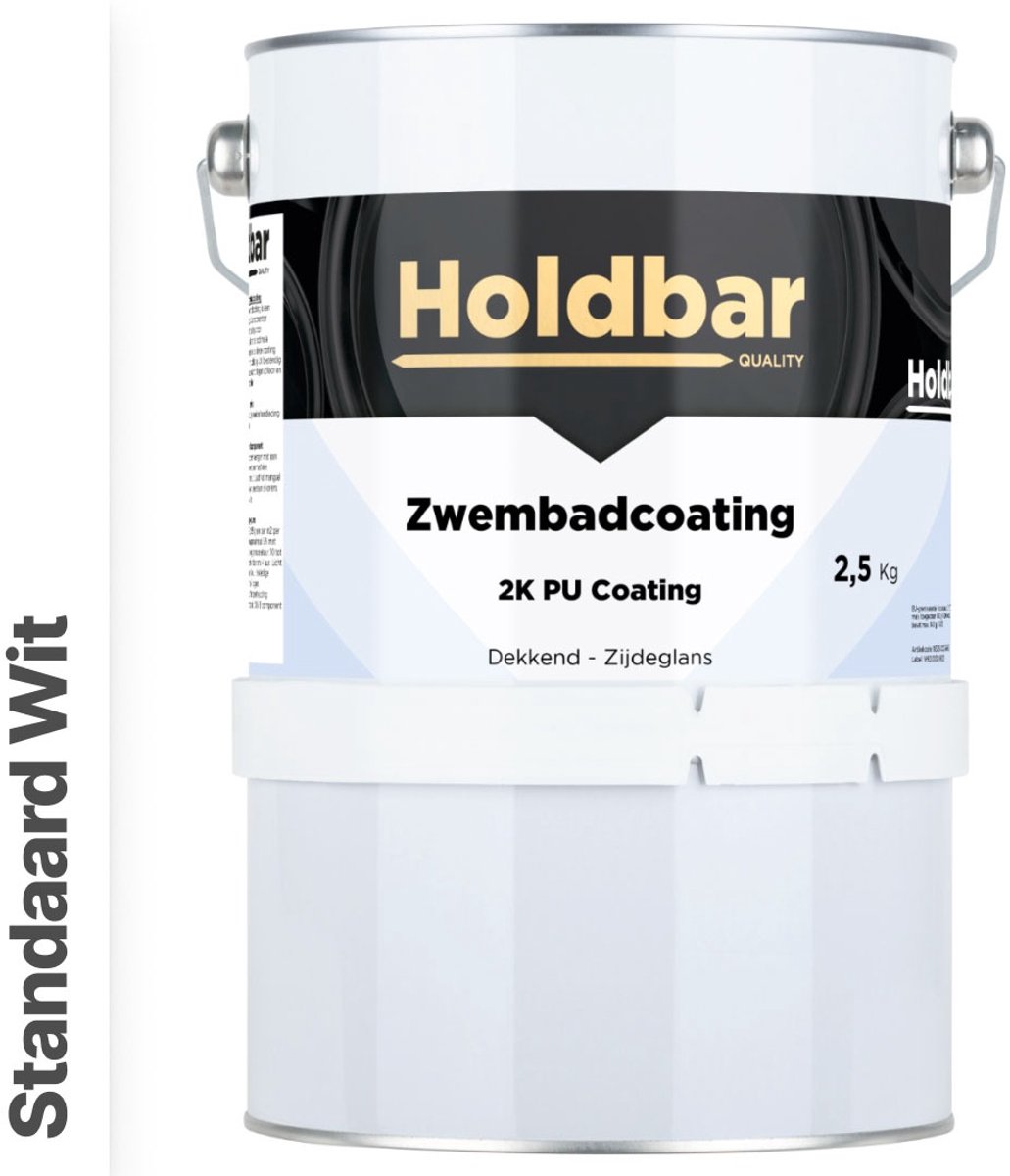 Holdbar Zwembadcoating Standaard Wit 2,5 kg - Zwembadverf - Alle kleuren - Waterdicht - Gemakkelijk reinigen - UV-bestendige Zwembad Verf - Chloor en Chemicaliën Bestendig - 2 Componenten