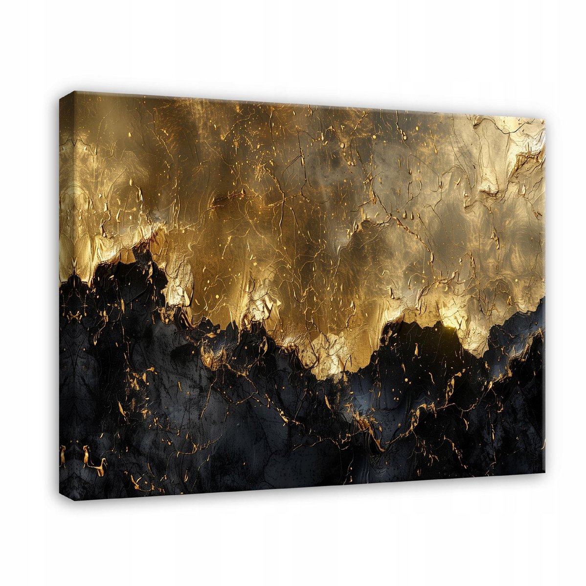 WALLARENA Canvas schilderij - 120x80 cm - abstract goud zwart modern voor slaapkamer multikleurig