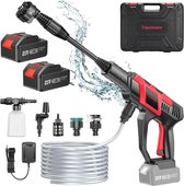 120BAR Accu Hogedrukreiniger - Hogedrukreiniger met 8000mAh Accu's - Borstelloze Motor + 0–180° Rotatiesproeier - 2 Kraanadapters voor Auto, Terras & Tuin