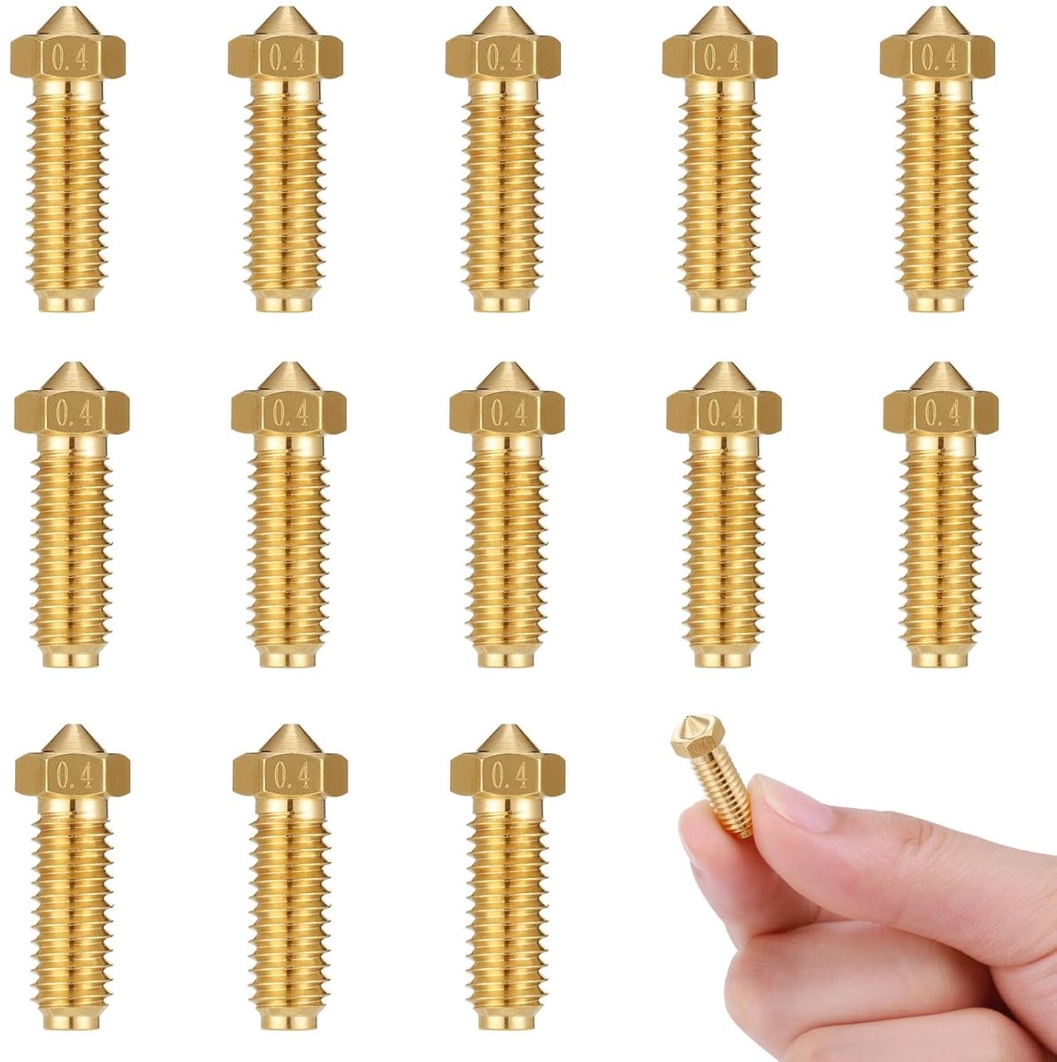Brass Nozzles voor 3D Printers - 12 Stuks - 0.4 mm - M6 Brass Nozzle Set voor Kobra 2/Anycubic - 3D Printer Onderdelen