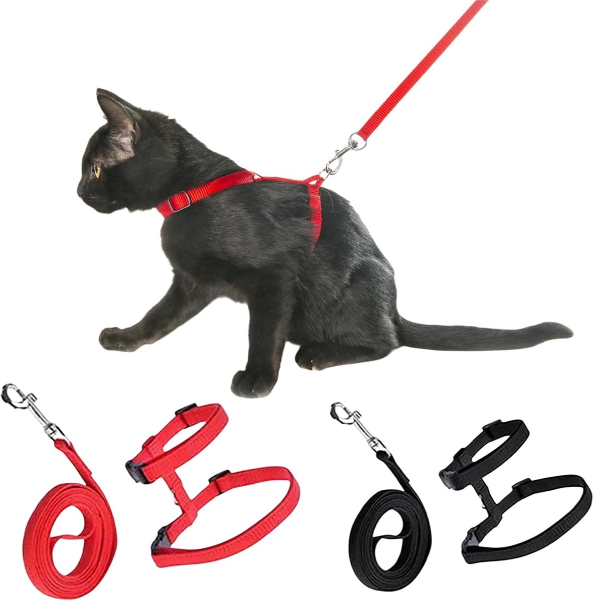 Harnas voor Kat met Leash – Anti Escape Kat Harnas – Verstelbare Kat Leash met Harnas voor Kleine Katten en Honden – Nylon Kat Leash Kitten