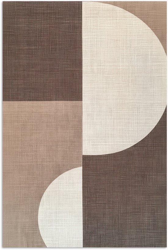 Poster met bruine en beige vlakken met halve cirkels, met textuur.