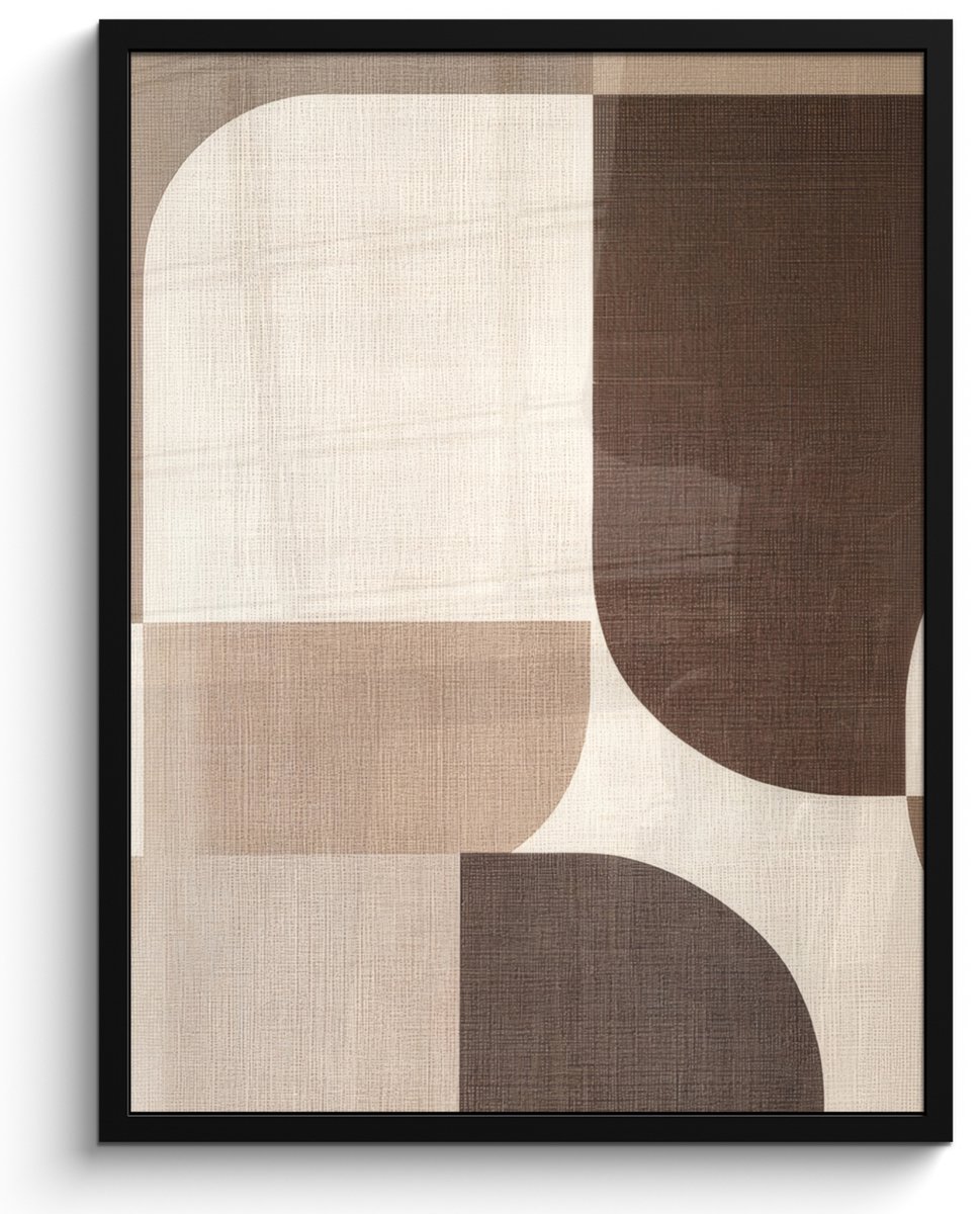 FrameYourWall Poster in lijst - Fotolijst 60x80 cm - Posters - Geometrisch - Geweven structuur - Modern - Posterlijst zwart - Decoratie - Wanddecoratie woonkamer - Muurdecoratie slaapkamer Vormen - Modern