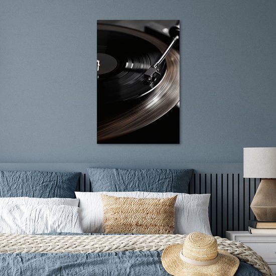 Affiche 40x60 cm - Gros plan - Disque vinyle - Tourne-disque - Zwart - Posters - Décoration chambre - Décoration murale salon - Décoration murale chambre