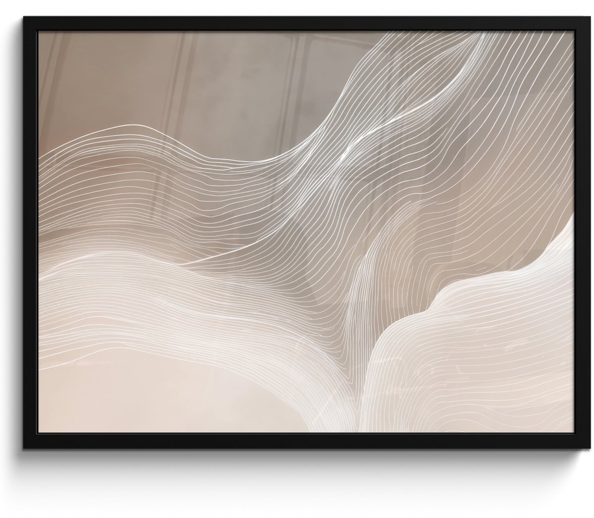 FrameYourWall Poster in lijst - Fotolijst 80x60 cm - Posters - Golvende lijnen - Luchtstromen - Harmonieus - Posterlijst zwart - Decoratie - Wanddecoratie woonkamer - Muurdecoratie slaapkamer