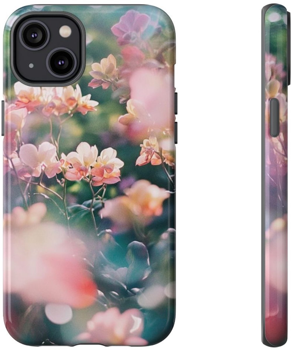 Zachte Roze en Perzik Bloemen – Telefoonhoesje Geschikt voor iPhone 14 Plus