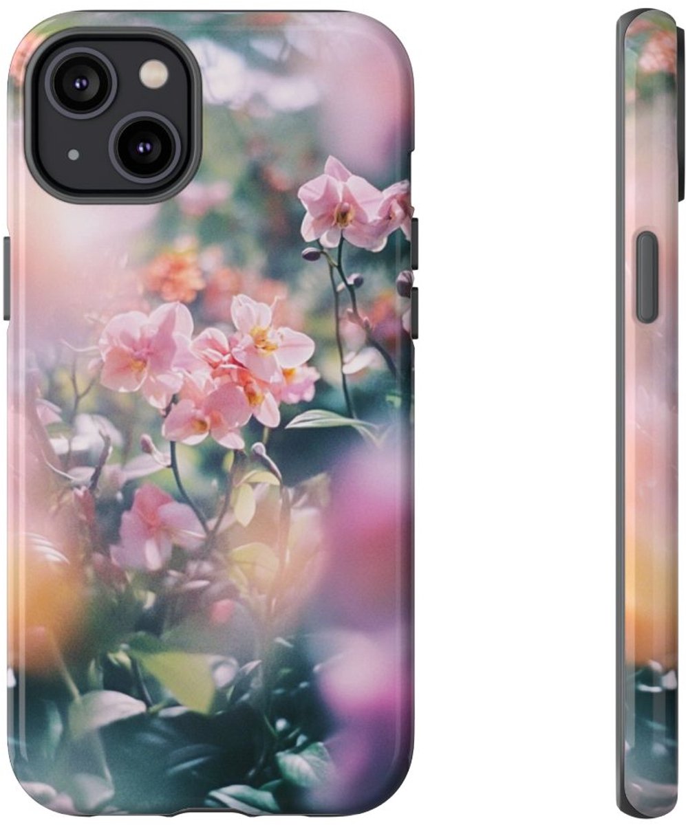 Zachte Roze Orchideeën Bloemenprint – Telefoonhoesje Geschikt voor iPhone 14 Plus