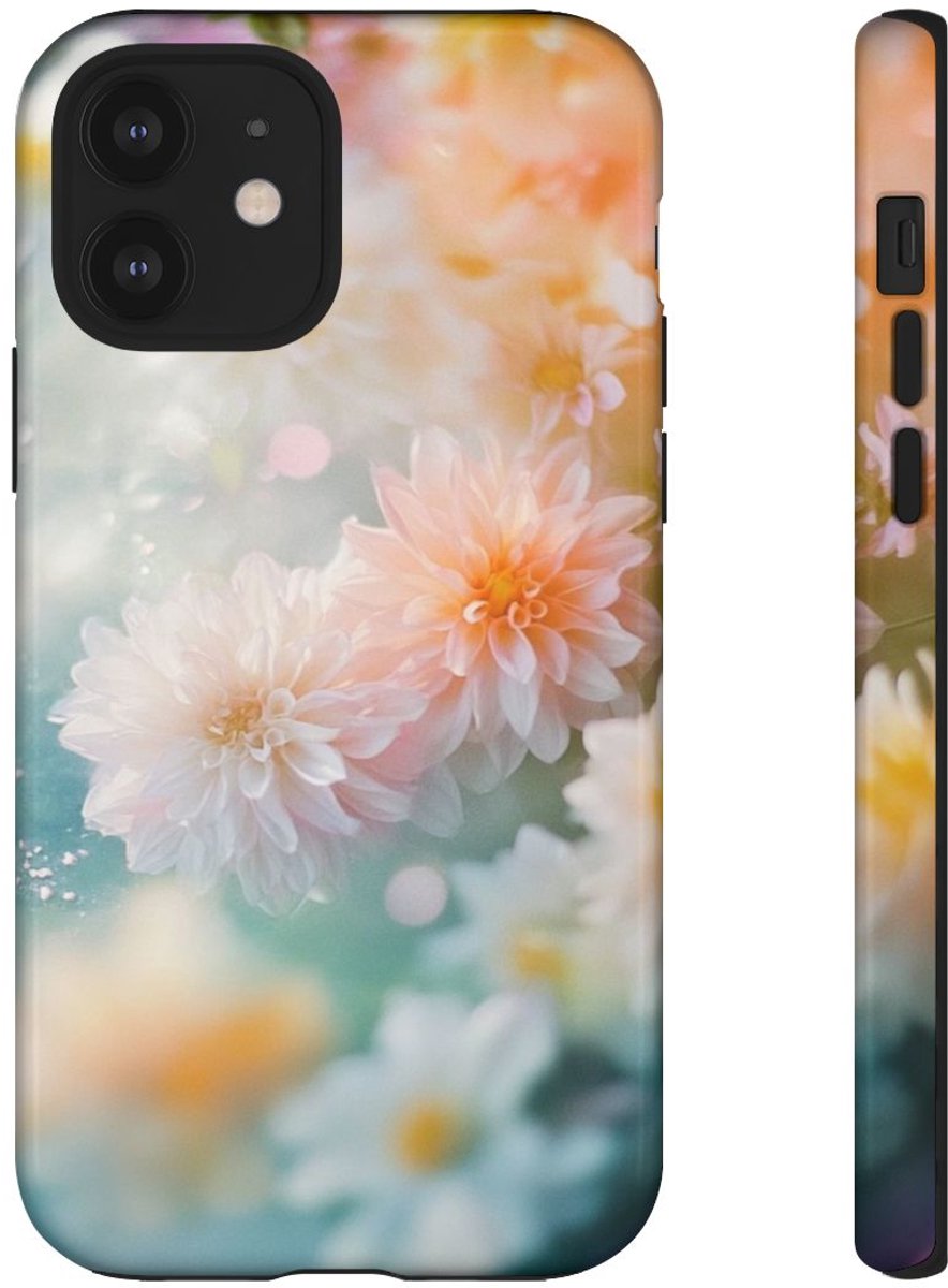 Zachte Pastel Dahlia's Bloemmotief – Telefoonhoesje Geschikt voor iPhone 12