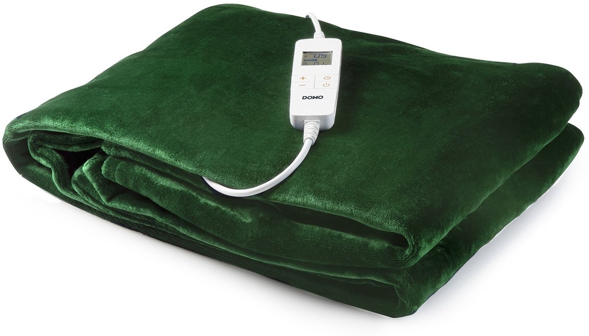 Domo DO640ED Elektrische Deken - 180x160 cm - 2 Persoons - Warmtedeken - 10 Warmtestanden - Timer - Fleece - Groen
