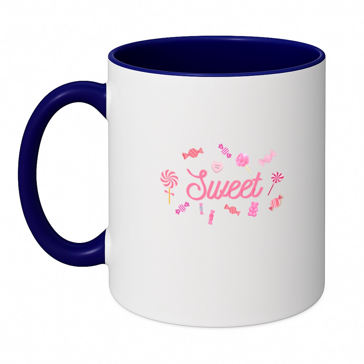 Hacebo® - sweet koffiebeker donker blauw - Snoep - mensen die houden van zoetigheid - thee mok - koffie beker - snoepliefhebbers - verjaardagscadeau - cadeau - kado - geschenk - verjaardag - koffiemok - 350 ML inhoud