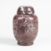 Natuursteen Urn Groot 3,7 liter Marmer Bordeaux Rood - Urn voor Menselijke As - Crematie Urn voor As Volwassenen