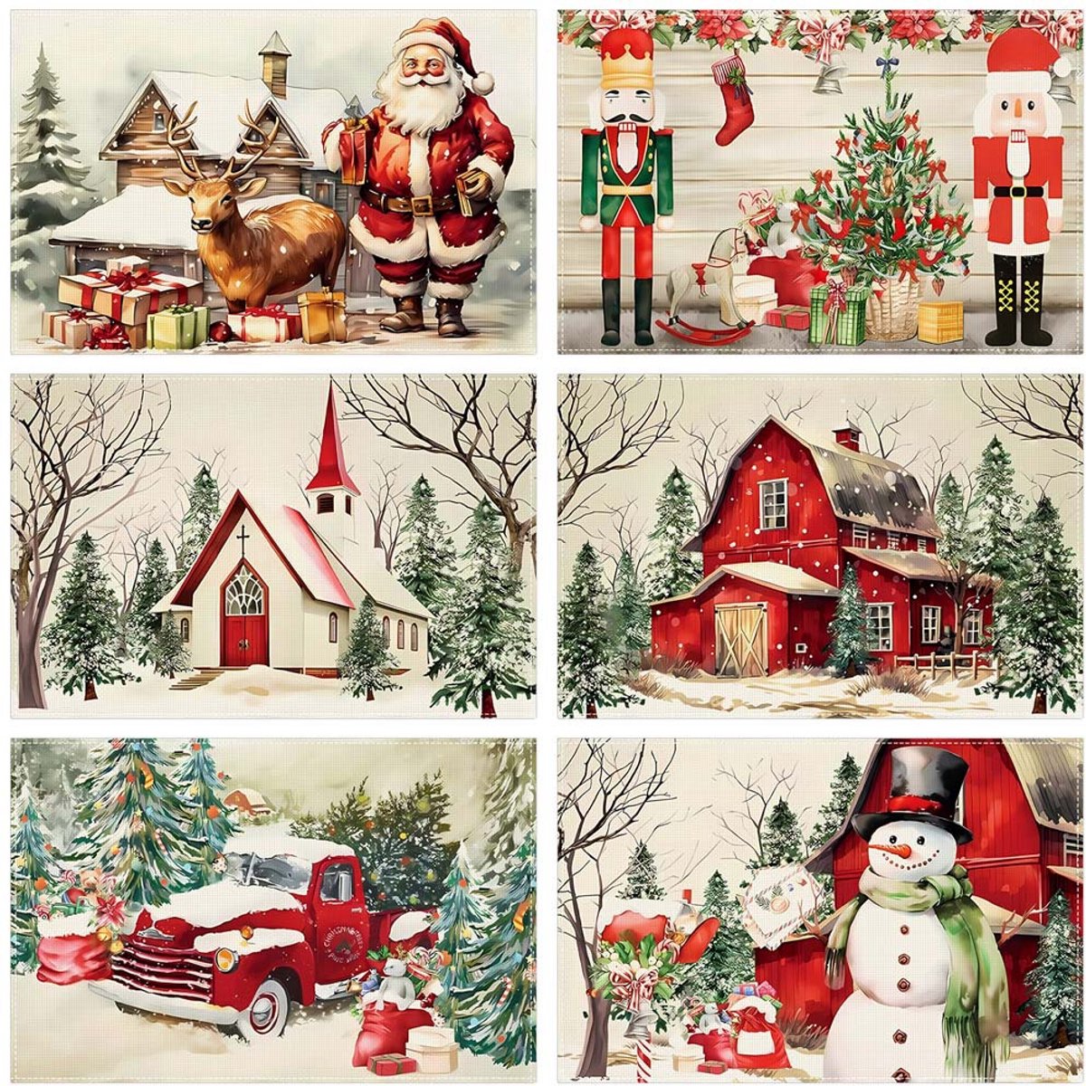 SUNMOOL Placemats - Hittebestendig - Onderleggers Placemats - 30 x 45cm - Type D - 6Stuks