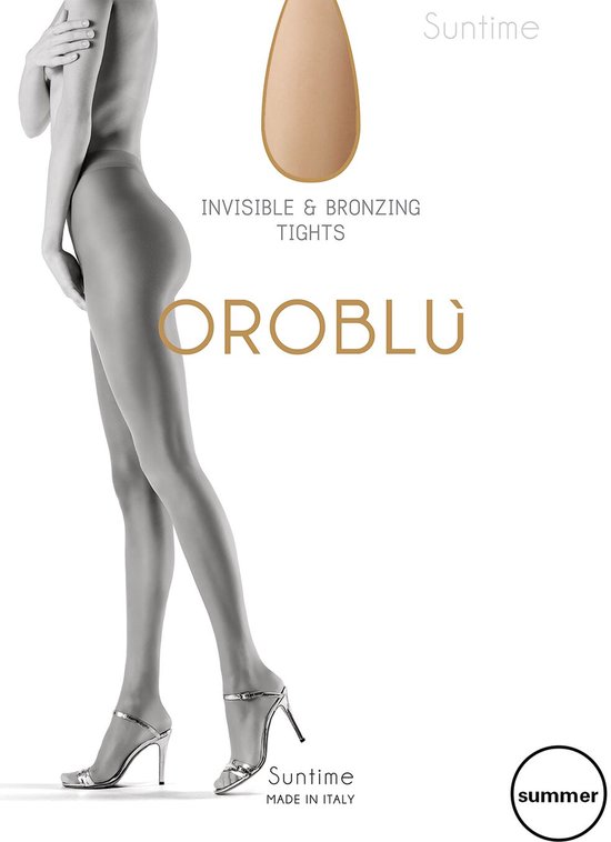 Model met Invisible & Bronzing Tights van Oroblu in de kleur Summer. Gemaakt in Italië.