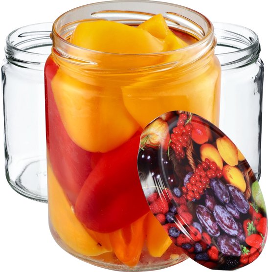KADAX Weckpotten, 720 ml, inmaakpotten voor schroefdeksel, jampot, voorraadpot, conservenglas, ronde potten (zilver/8 stuks