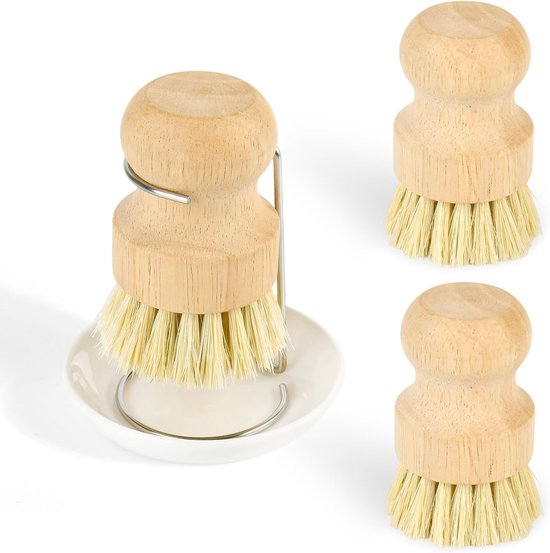 2 x afwasborstel voor het reinigen van hout, hout servies