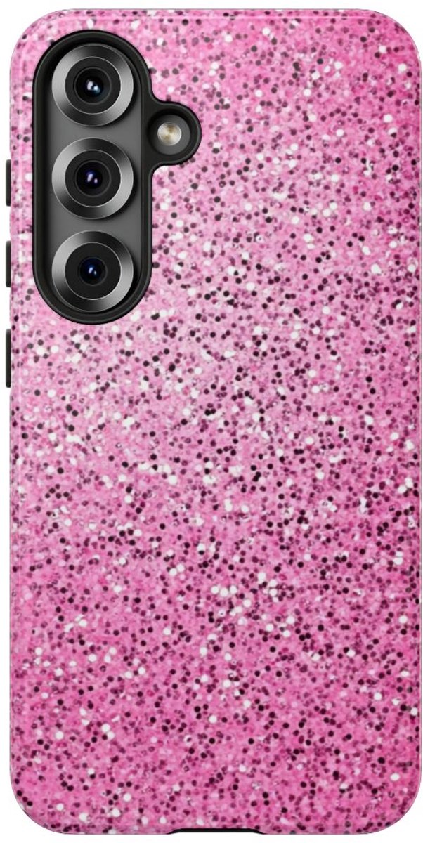 Roze Glitter Sprankelstructuur – Telefoonhoesje Geschikt voor Samsung Galaxy S25