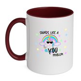 Hacebo® - Unicorn cadeau - koffiebeker bordeaux - Eenhoorn verjaardag - thee mok - koffie beker - met opdruk - Verjaardag cadeau - Leuke grappige - Unicorn speelgoed - Cadeau voor hem en haar - met tekst - koffiemok - 350 ML inhoud