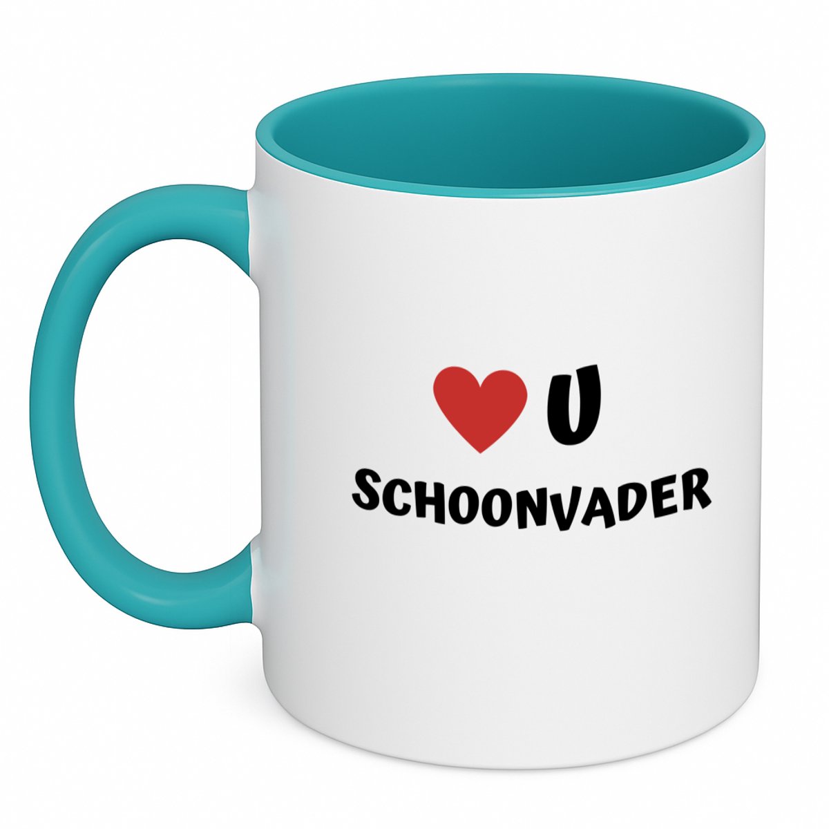 Hacebo® - love u schoonvader koffiebeker turquoise - Papa - de liefste schoonvader - thee mok - koffie beker - vader cadeautjes - vaderdag - verjaardag - geschenk - kado - koffiemok - 350 ML inhoud