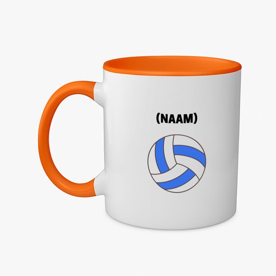 Hacebo® - Volleybal met eigen naam koffiebeker oranje - Volleybal - Volleybalster - thee mok - koffie beker - Sport - koffiemok - 350 ML inhoud