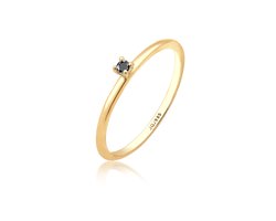 Elli PREMIUM - Ring - Elli DIAMONDS Ring met Diamanten Vrouwen Diamant Briljantgeslepen Zwart (0,003 ct) 585 Geel Goud Valentijnsdag - Dames