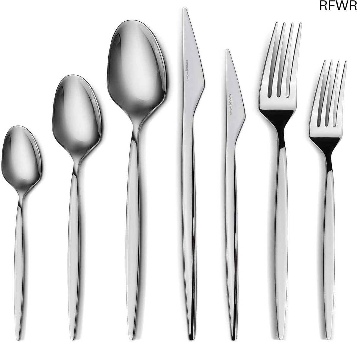 RFWR® 84-delig roestvrijstalen tafelbestek set voor 12 personen - stijlvol en hoogwaardig