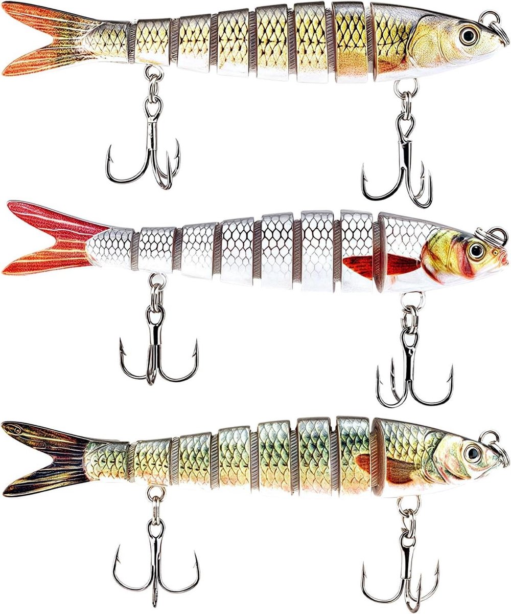 Allecto Plus - 3 stuks Kunstaas Snoek Visaas met Knipperlicht - Visaccessoires - Vissen Cadeau voor Mannen