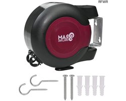 RFWR® 30 Meter Intrekbare Haspel Waslijn - Wandmontage, Dubbele Kabel, 2 x 15 Meter Droogruimte