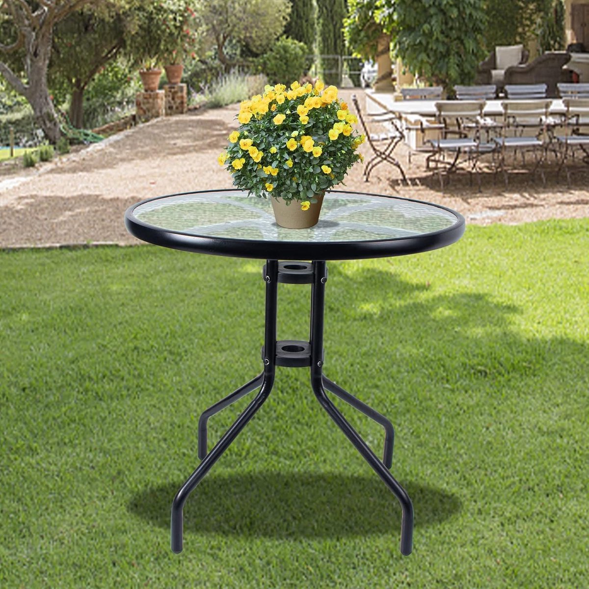 Outsunny Tuintafel, Ronde Buitenzijtafel Van Staal Met Afneembaar Dienblad, Opvouwbaar Ontwerp Terrastafel Zwart~1tk13k6eq1o00 Outsunny Tuintafel, Ronde Buitenzijtafel Van Staal Met Afneembaar Dienblad, Opvouwbaar Ontwerp Terrastafel Zwart~1tk13k6eq1o00