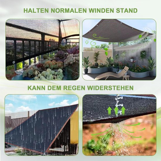 Schaduwdoek Rechthoek 2 x 6 m Zonnezeil Rechthoekig Waterdicht, Zonnebrandcrème Luifel Waterafstotend, Winddicht, Stofdicht voor Pergola Schuur Tuin Veranda Patio, Creme Kleur