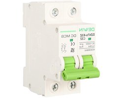 Stroomonderbreker 32A voor fotovoltaïsche PV installatie - DC-scheidingsschakelaar voor veiligheid - Zonnepaneel onderbreker 2P DC 1000V