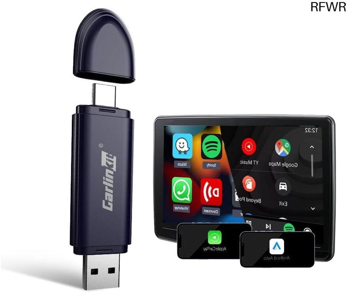 RFWR® Draadloze CarPlay & Android Auto Adapter - Upgrade naar 5G Wireless, Automatisch Verbinden, Plug & Play voor Auto's
