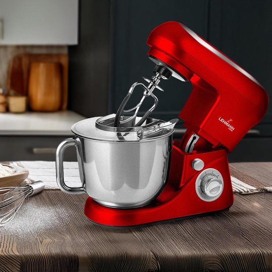 RFWR® Multifunctionele Keukenmachine met Roestvrijstalen Kom - 5L, 2200W, 6 Snelheden, Spatdeksel, Deeghaak en Garde van RFWR — afbeelding 2