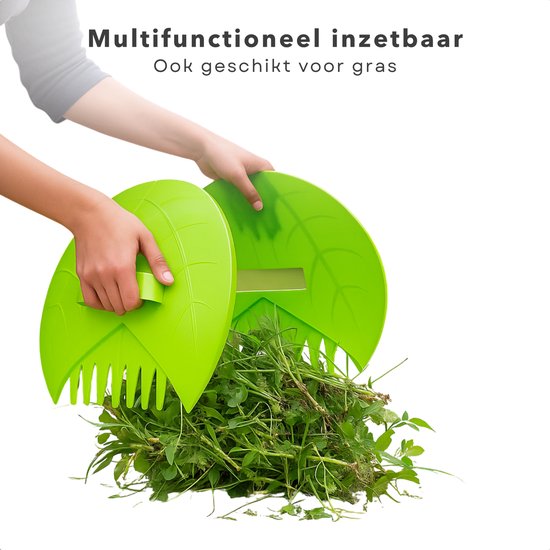 Cheqo® Bladgrijper Set - Bladgrijpers - Hark - Bladhark - Handharken - Bladeren Tuinhark - Lichtgewicht Kunststof - Tuinafval Verzamelen - Groen van Cheqo — afbeelding 3