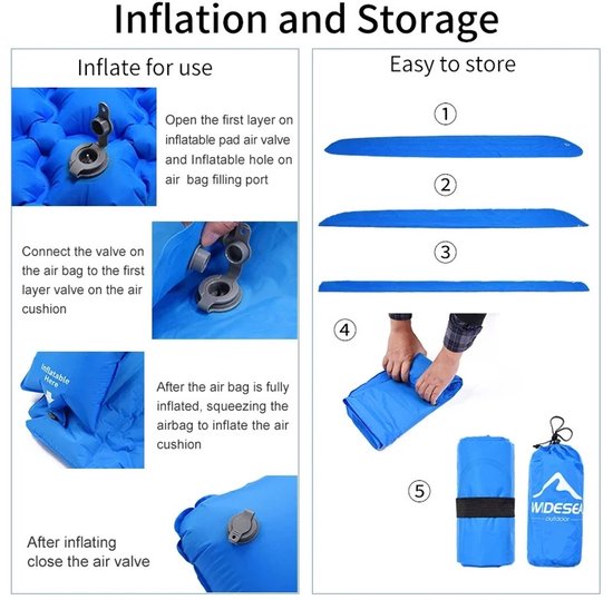 Opblaasbaar Camping Matras - Lichtgewicht Slaapmat - Luchtbed - Camping Matras - Compact Reismatje Voor Outdoor Kamperen - Luchtmat Voor Tent Wandelen Trekking - Nylon TPU Slaapmat - Draagbaar Met Draagtas - 4 Seizoenen Mat van The Friendly Swede — afbeelding 4
