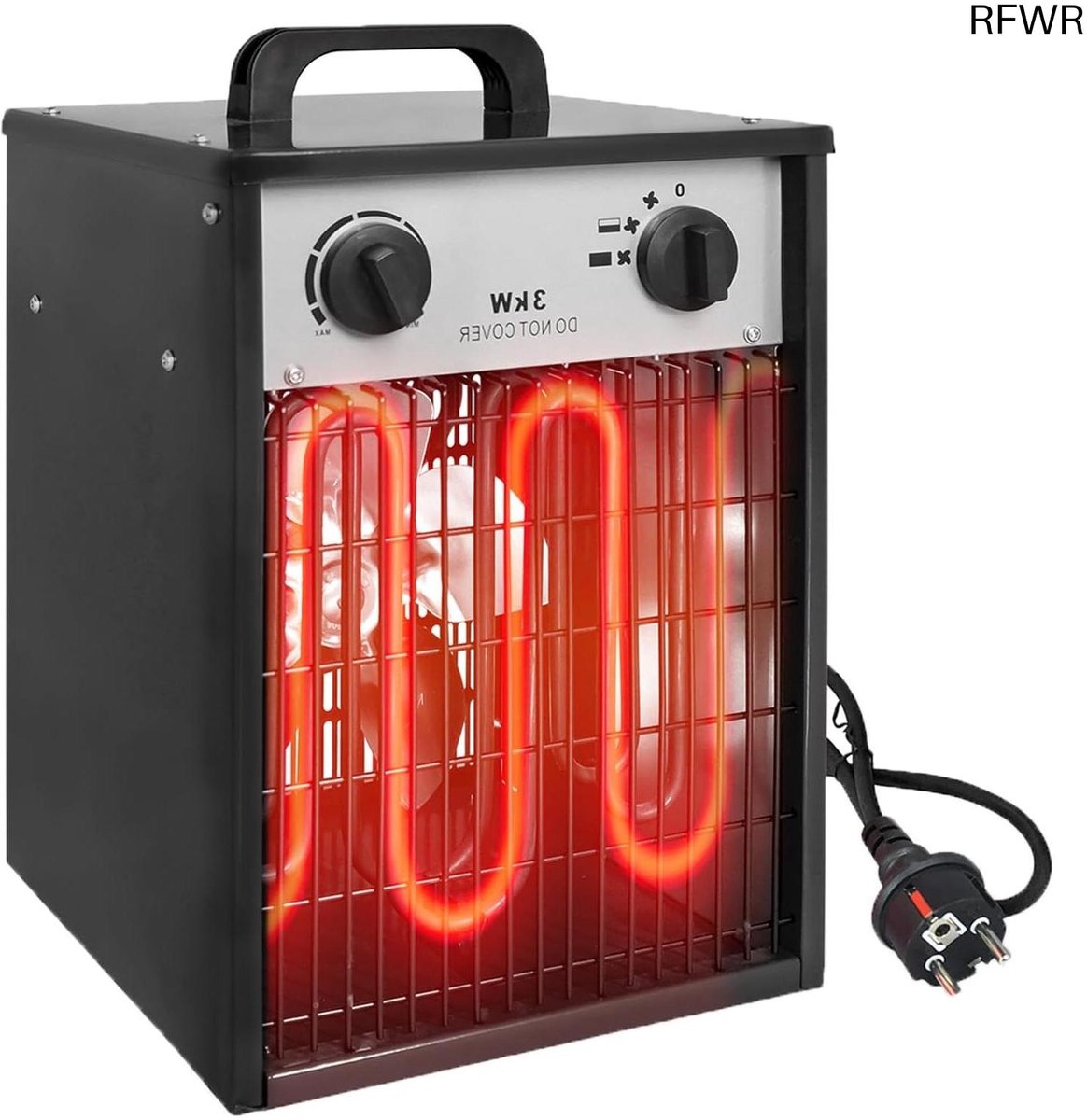 Aufun 5KW Ventilatorkachel, Professionele Industriële Elektrische kachel met 3 warmtestanden MK02-50H, Overbelastingsbeveiliging, ideaal voor binnen- en buitengebruik (5000W