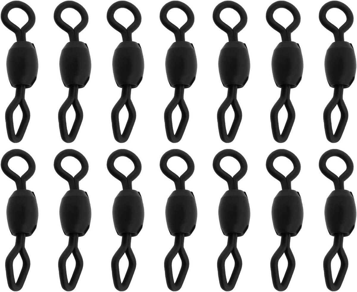 Allecto Plus - Vissen Swivels: 100 stuks Ronde Ruit en Figuur Acht Ring voor Zeekarper en Zoetwater Vissen, 14mm, Zwart