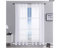 RFWR® Halftransparante Voile Gordijnen met Oogjes voor Woonkamer en Slaapkamer, 245 x 140 cm, Set van 2