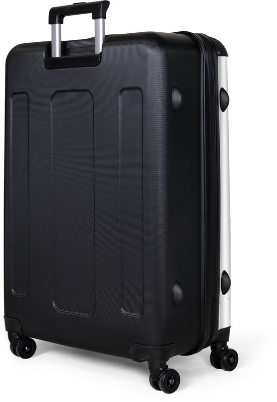 NoBoringSuitcases.com® - Koffer groot - Reiskoffer lichtgewicht - Panda - Bril - Druppels - Wit - Rolkoffer met 4 wielen - Grote trolley XL - 98 liter bagage