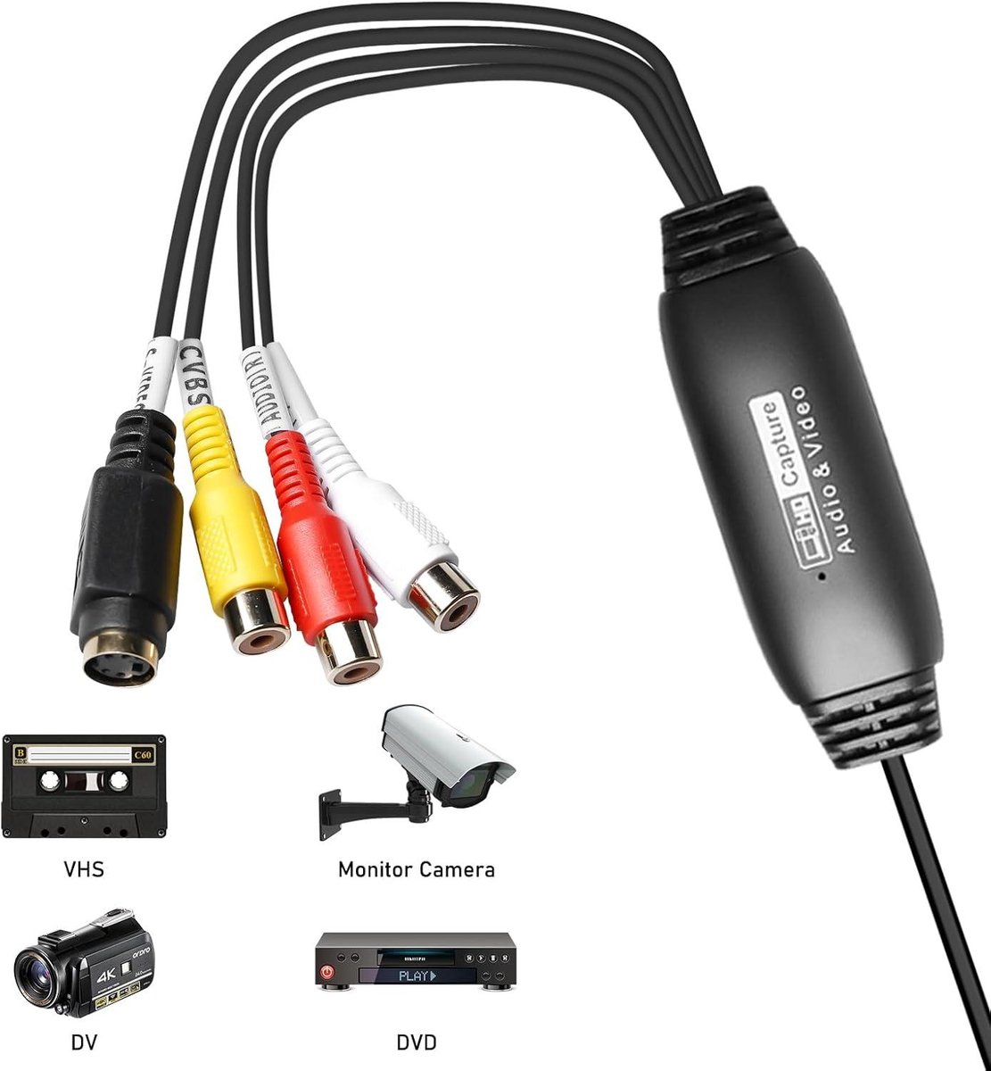 Carte De Capture Vidéo USB 2.0 - Convertisseur RCA Vers USB Pour PC/Mac, Idéal Pour VHS, Caméscope, Streaming