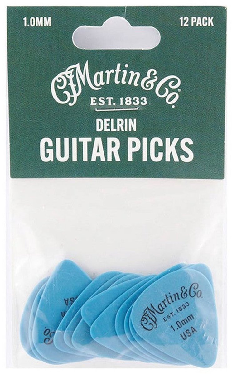 Martin & Co 18A0156 Delrin Gitaar Plectrums Blauw 1.00mm Set Van 12 Stuks