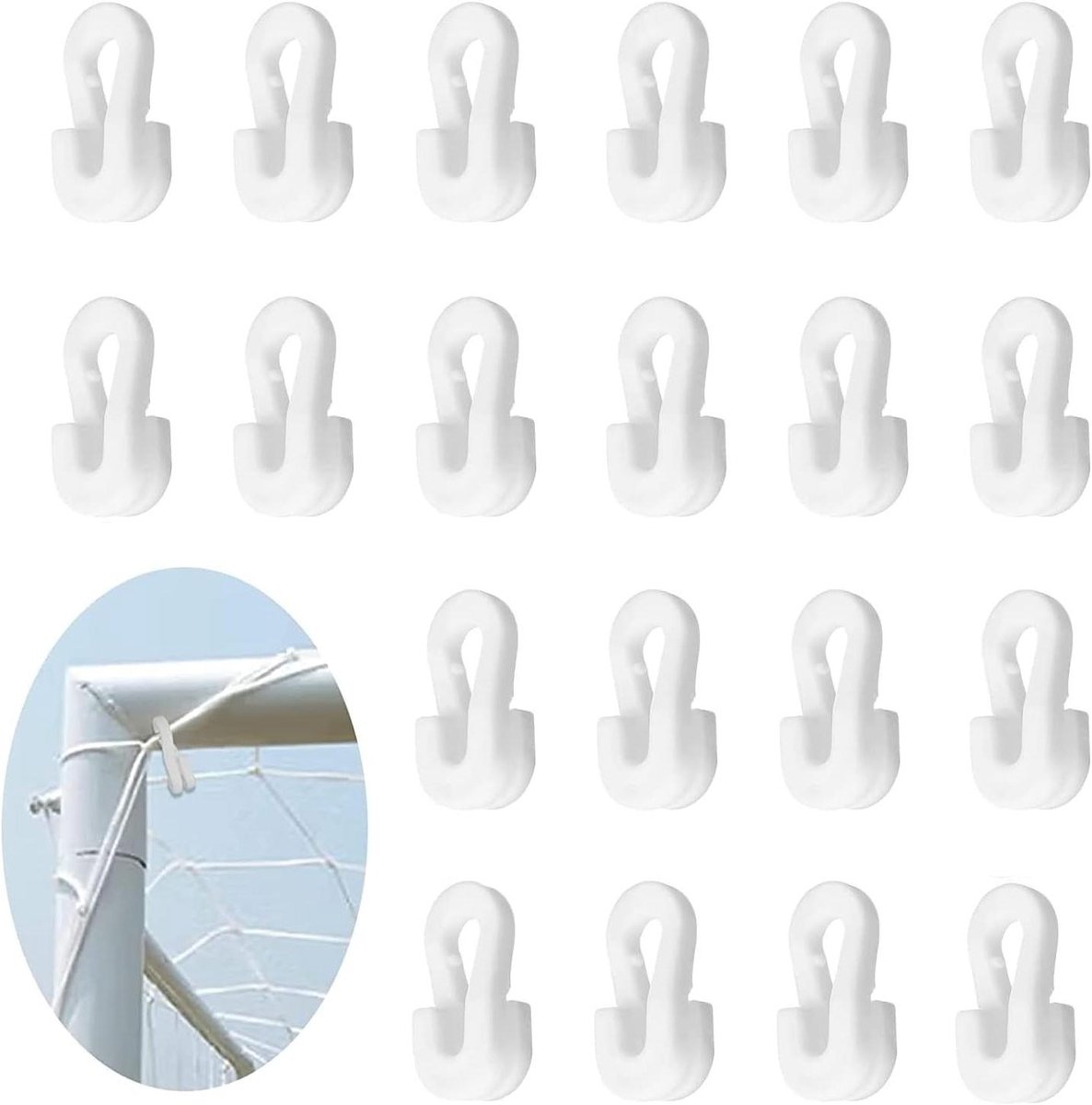Voetbaldoel Net Clips 20 stuks - Wit Plastic voor Voetbal, Golf, Tennis, Cricket Netten.