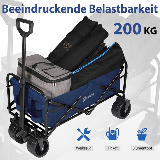 RFWR® Opvouwbare Bolderkar voor 200KG met Brede Banden en Telescoopstang van RFWR — afbeelding 2