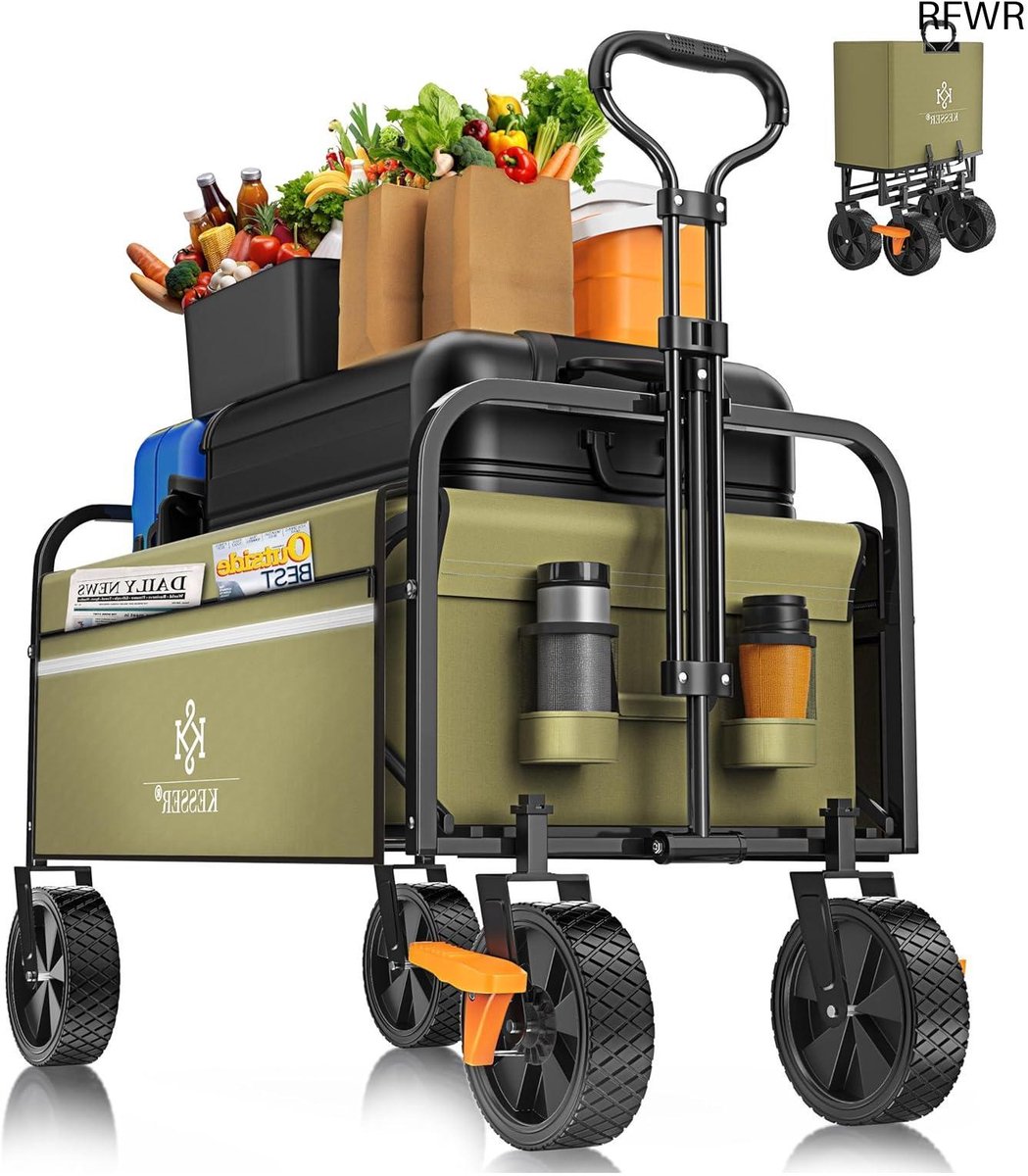 RFWR® Opvouwbare Bolderkar met Massief Rubber Banden - Flexibele Transportkar tot 80 kg
