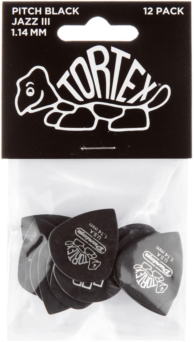 Dunlop Tortex Pitch Jazz Picks 1,14 12er Set, zwart - Plectrum set