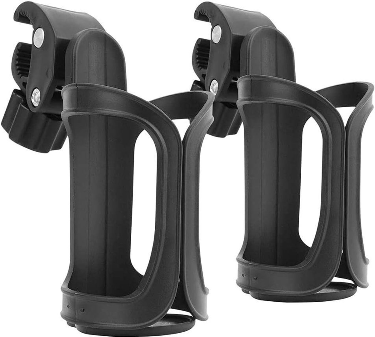 Fietsbidonhouders - 2 stuks - Fietsflessenhouder - Universeel - Waterbekerhouder voor fietsen - Mountainbikes - Kinderwagens - Rolstoel - 360 graden draaibaar - Verstelbaar - Zwart - Handig accessoire voor onderweg