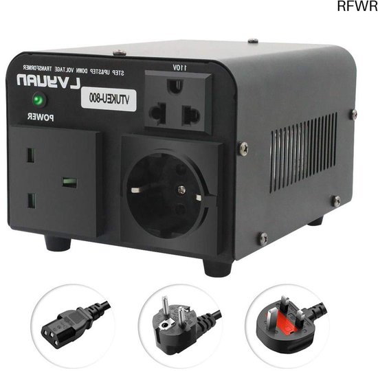 500VA Step-Up/Step-Down Transformator, 110V naar 220V & 220V naar 110V Spanningsomvormer met US/EU stopcontact, netsnoer, stroomonderbreker | NL 500VA Step-Up/Step-Down Transformator, 110V naar 220V & 220V naar 110V Spanningsomvormer met US/EU stopcontact, netsnoer, stroomonderbreker | NL