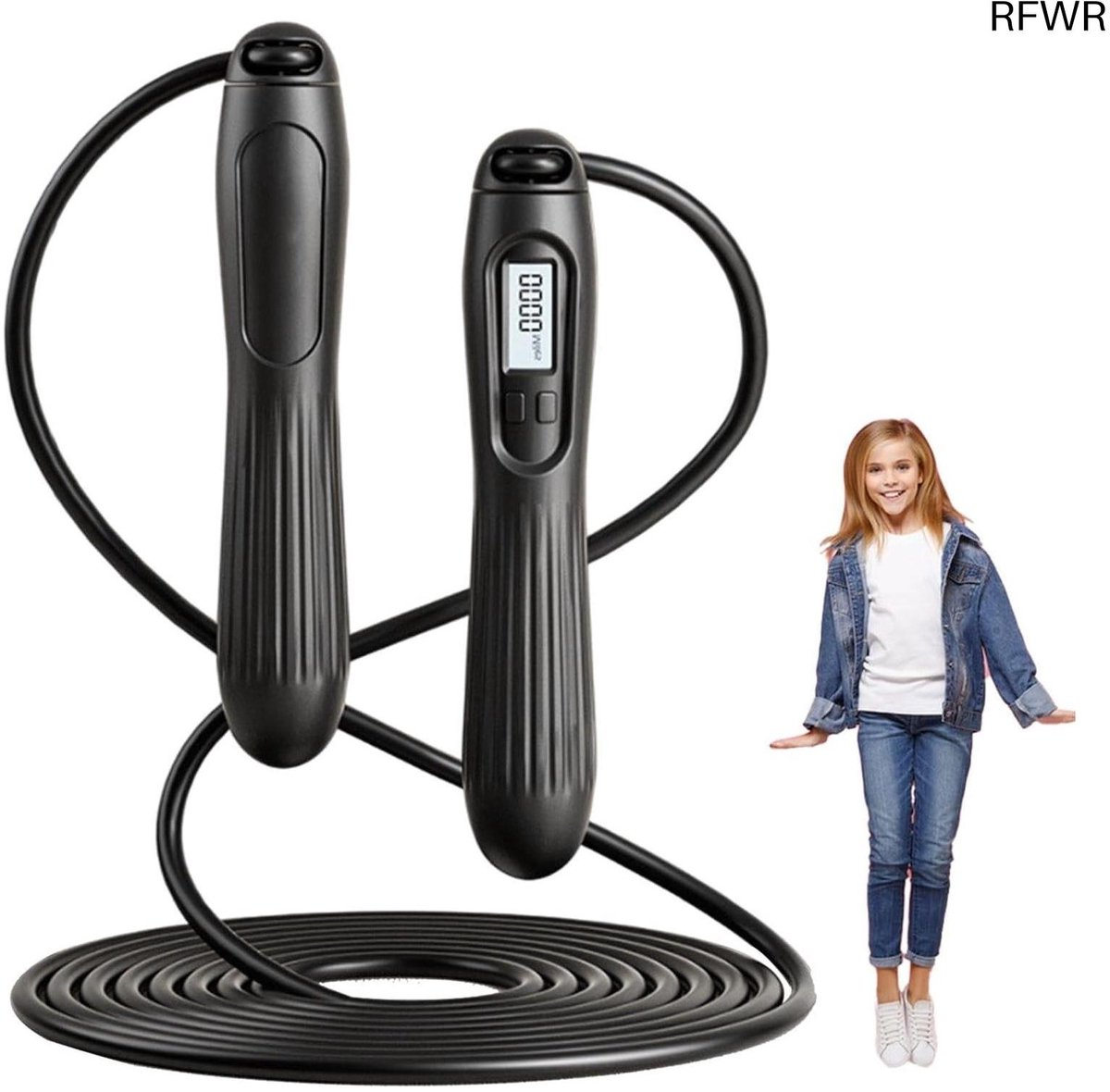 RFWR® Verstelbaar springtouw met digitale teller | Fitness springtouw voor indoor training | Effectieve gymaccessoires