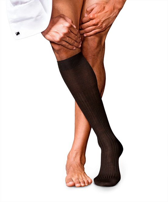FALKE No. 7 chaussettes hautes pour hommes en laine mérinos de qualité supérieure - Marron
